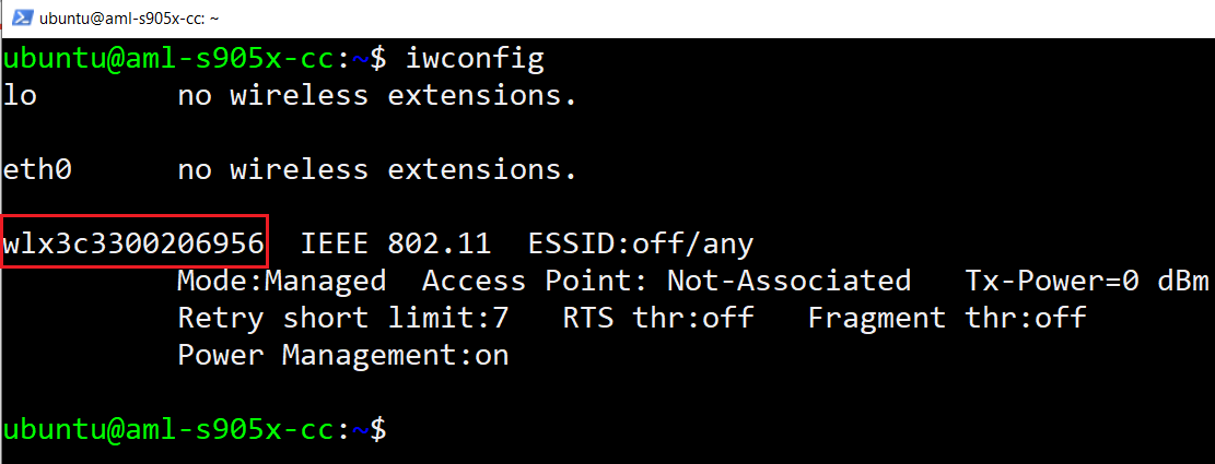 Run iwconfig and find your wireless network interface name.