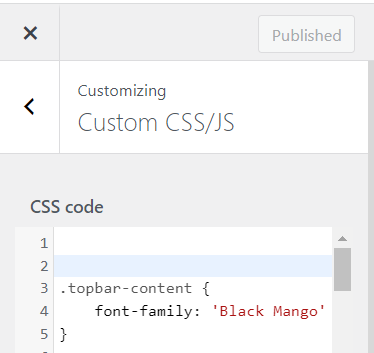 Adding custom css to theme example.